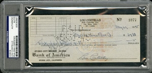 Pair (2) of Lou Costello Signed Checks